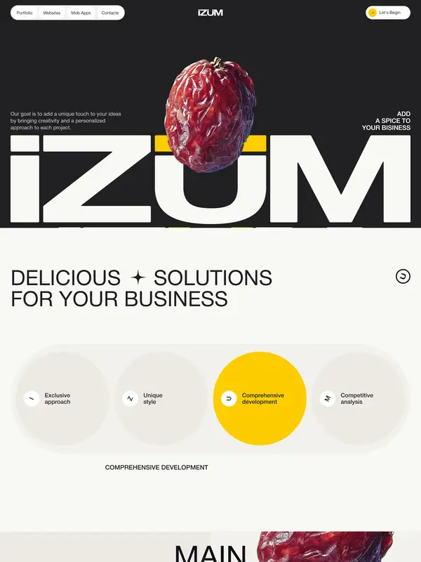 Главная IZUM DESIGN, тематика — Дизайн, цвета — Белый, Черный, Серый, стиль — Корпоративный, Минимализм, Брутализм, типографика — Без засечек, Декоративные