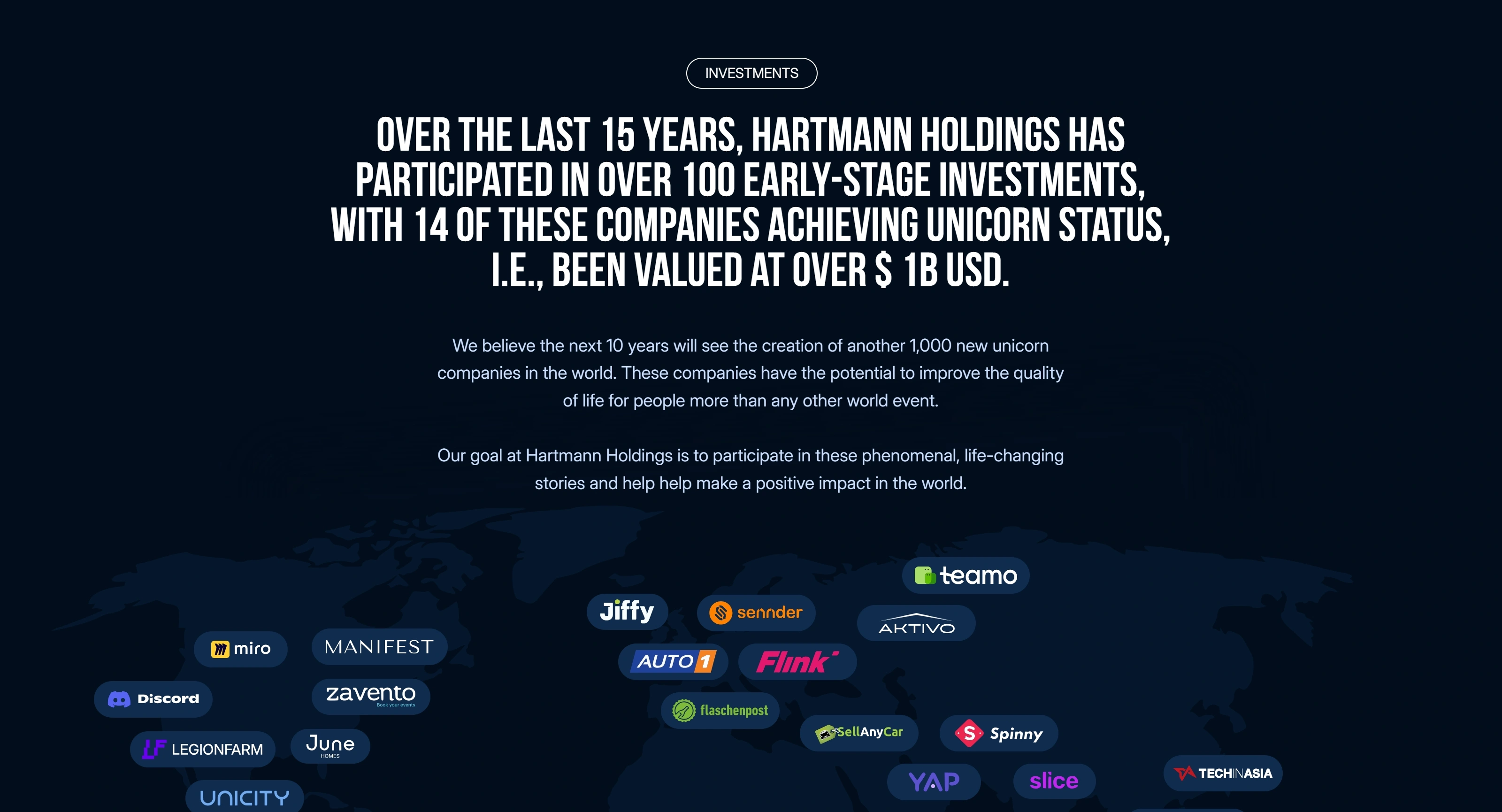 Hartmann Holdings Секция «О компании» с сайта https://hartmann.holdings/, тематика — Бизнес и профессиональные услуги, цвета — Черный, стиль — Корпоративный, Минимализм, типографика — Без засечек