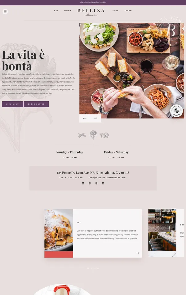 Лендинг Mercato Di Bellina, тематика — Еда и напитки, цвета — Белый, Черный, Серый, стиль — Корпоративный, типографика — Без засечек