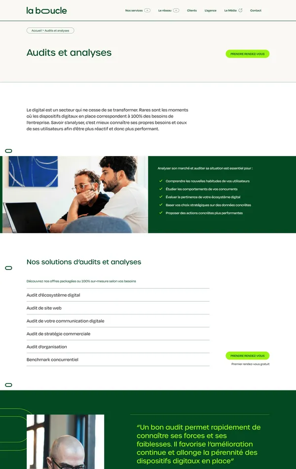 Продукт la boucle, тематика — Бизнес и профессиональные услуги, Агентство , цвета — Белый, Черный, стиль — Корпоративный, типографика — Без засечек