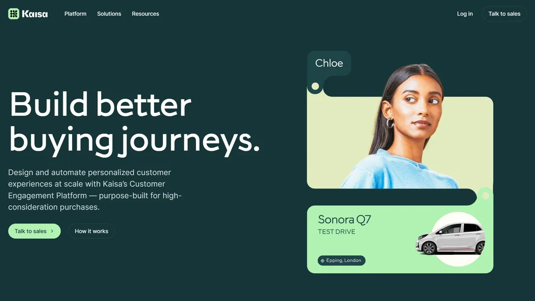 Секция «Первый экран» с сайта https://www.kaisa.io/, тематика — SaaS, цвета — Белый, Черный, Серый, стиль — Корпоративный, типографика — Без засечек