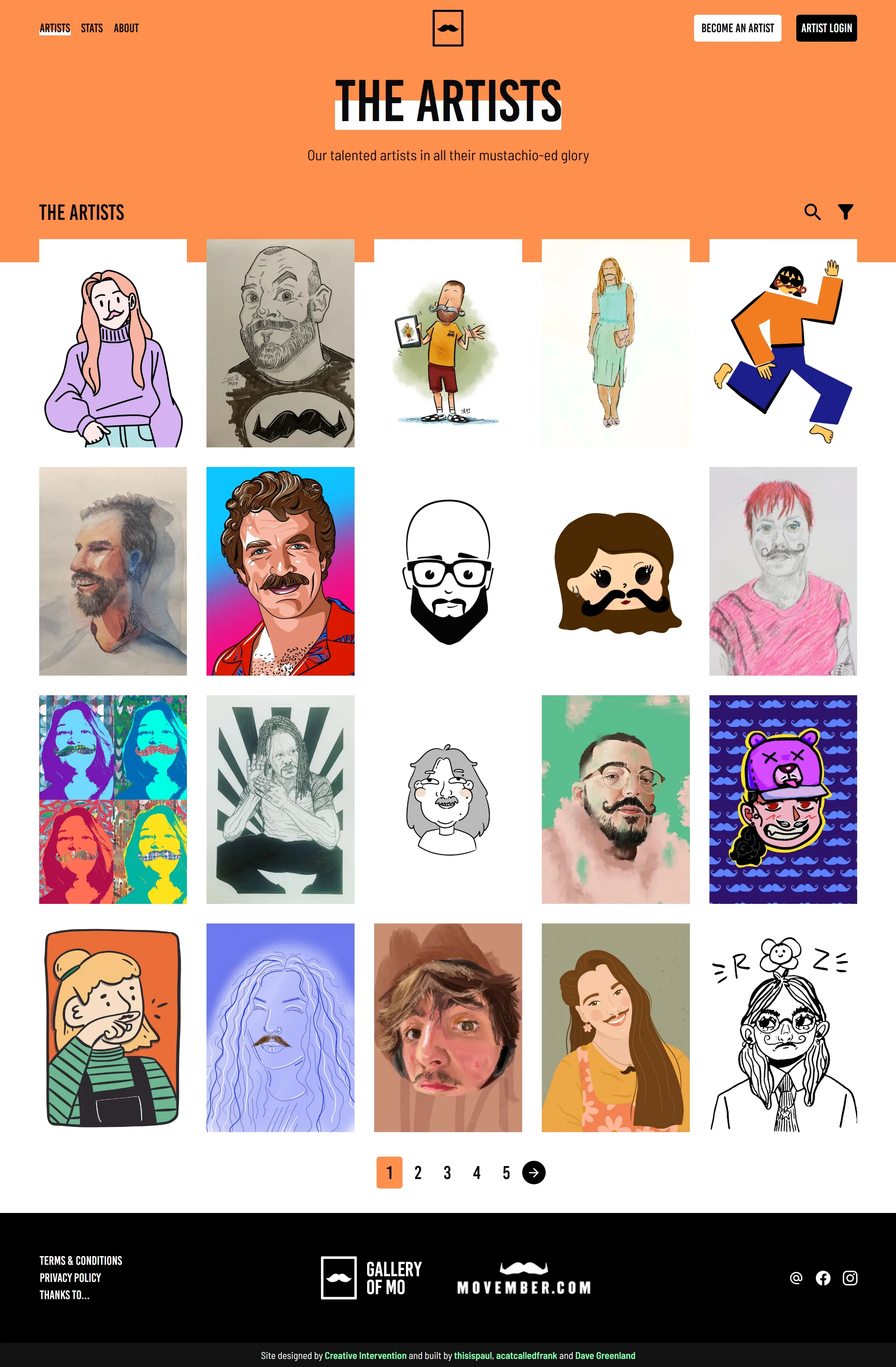 Gallery of Mo Секция «Команда» с сайта https://www.galleryofmo.com/, тематика — Искусство, цвета — Белый, Черный, Серый, Оранжевый, стиль — Рисованный, типографика — Без засечек, Рукописные