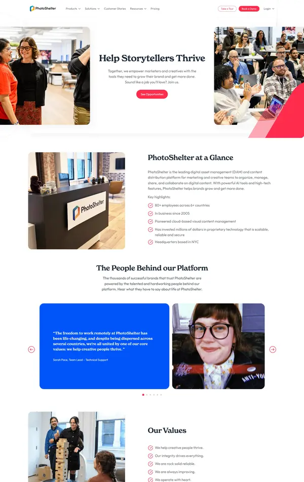 Страница о компании PhotoShelter, тематика — IT и программное обеспечение, цвета — Белый, стиль — Корпоративный, типографика — Без засечек