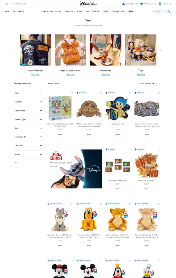 Каталог Disney, тематика — Интернет-магазин, цвета — Белый, стиль — Корпоративный, типографика — Без засечек