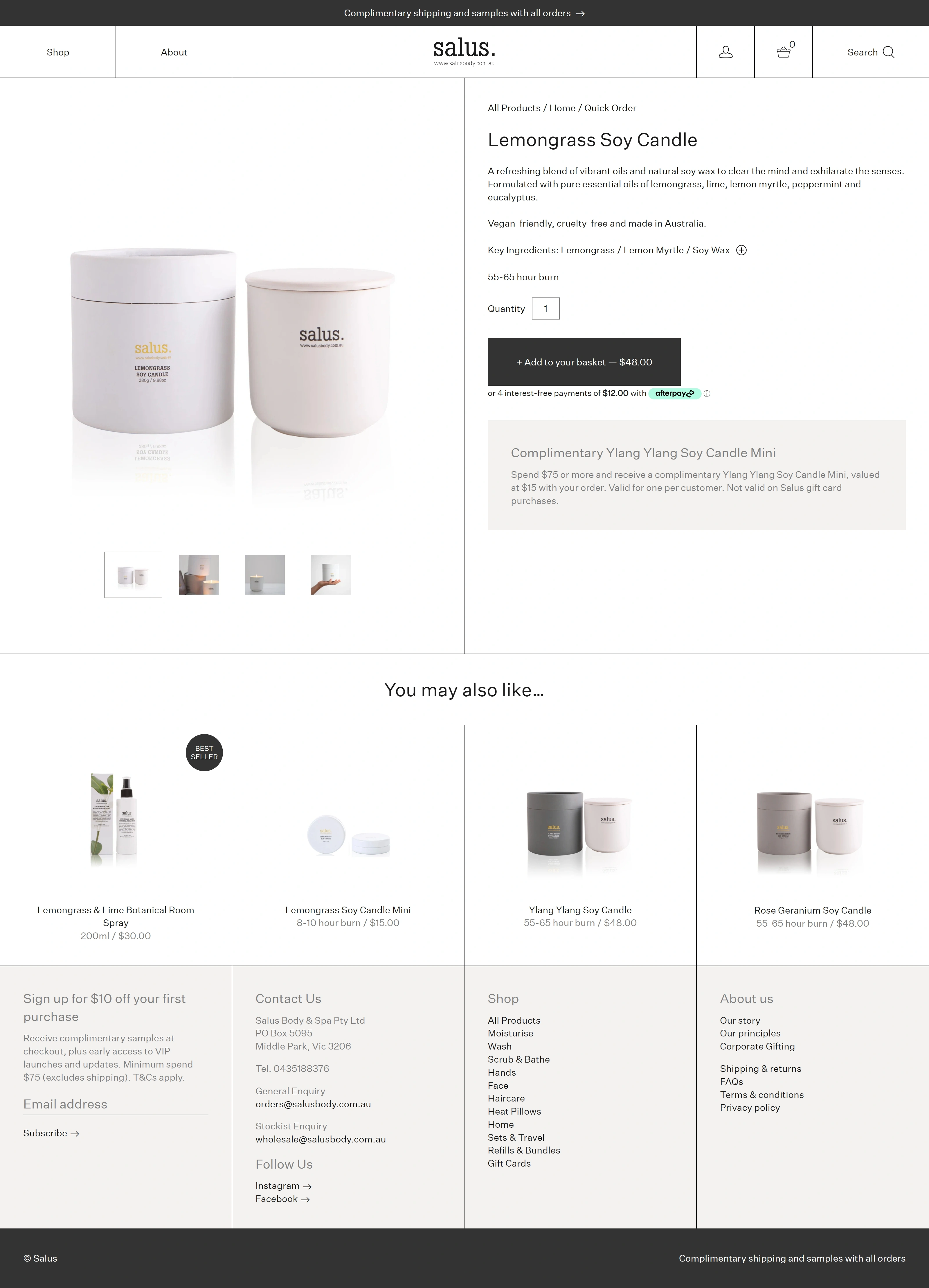Salus Body Продукт Salus Body, тематика — Красота, цвета — Белый, Черный, стиль — Минимализм, типографика — Без засечек