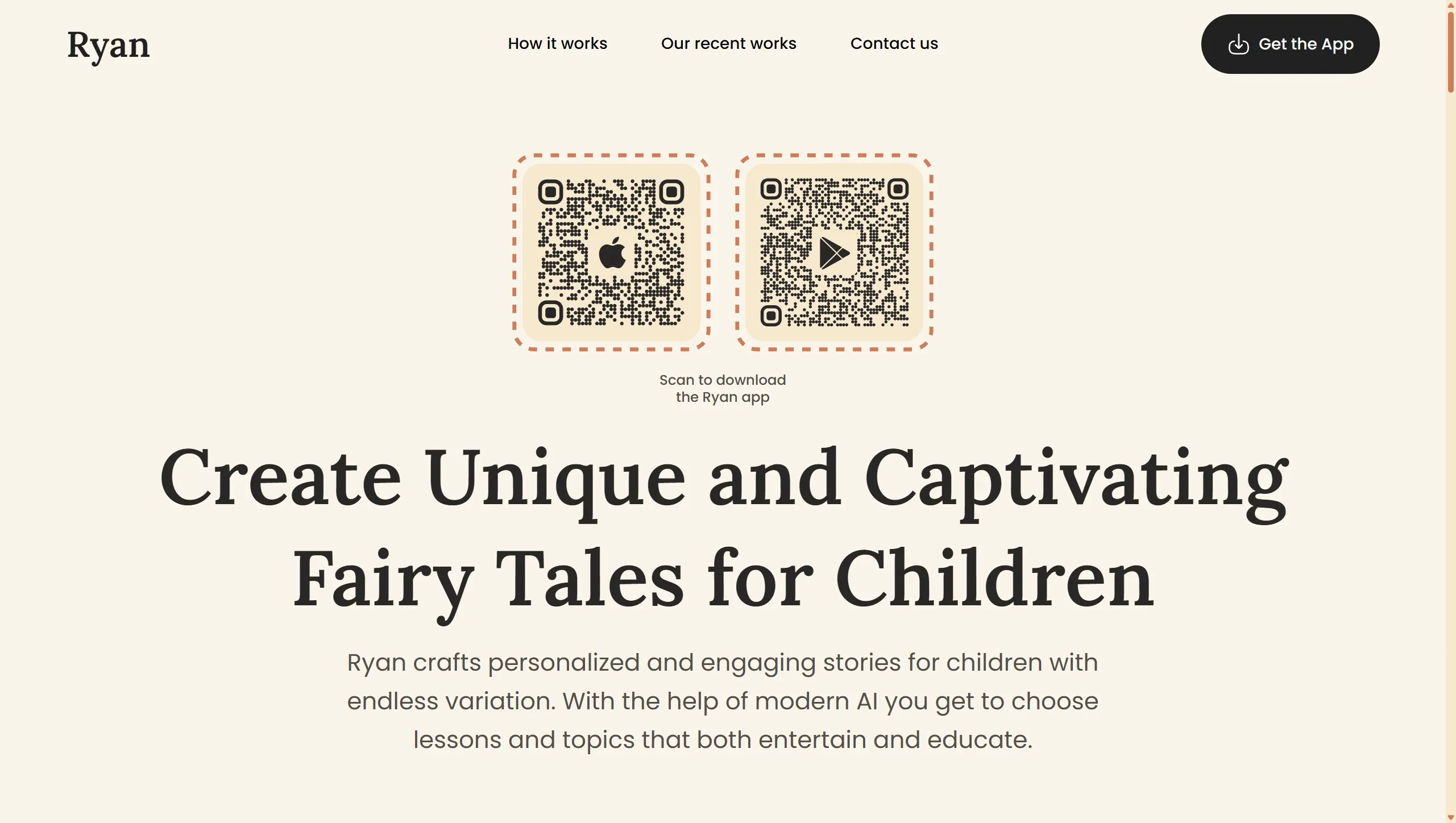 Ryan Секция «О продукте» с сайта https://ryan-app.com/, тематика — Образование, Мобильное приложение, цвета — Белый, стиль — Классический, Минимализм, типографика — С засечками, Без засечек