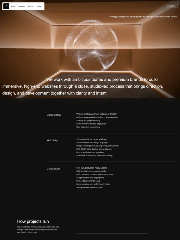 Услуги Rhumb Studio, тематика — Дизайн, цвета — Черный, стиль — Корпоративный, Минимализм, типографика — Без засечек