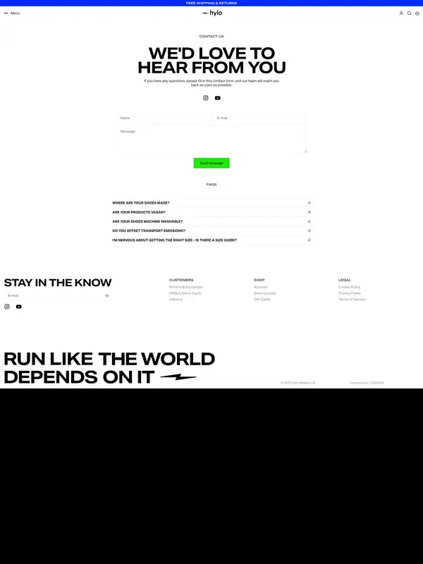 Контакты hylo athletics, тематика — Здоровье и фитнес, цвета — Белый, Серый, стиль — Минимализм, типографика — Без засечек