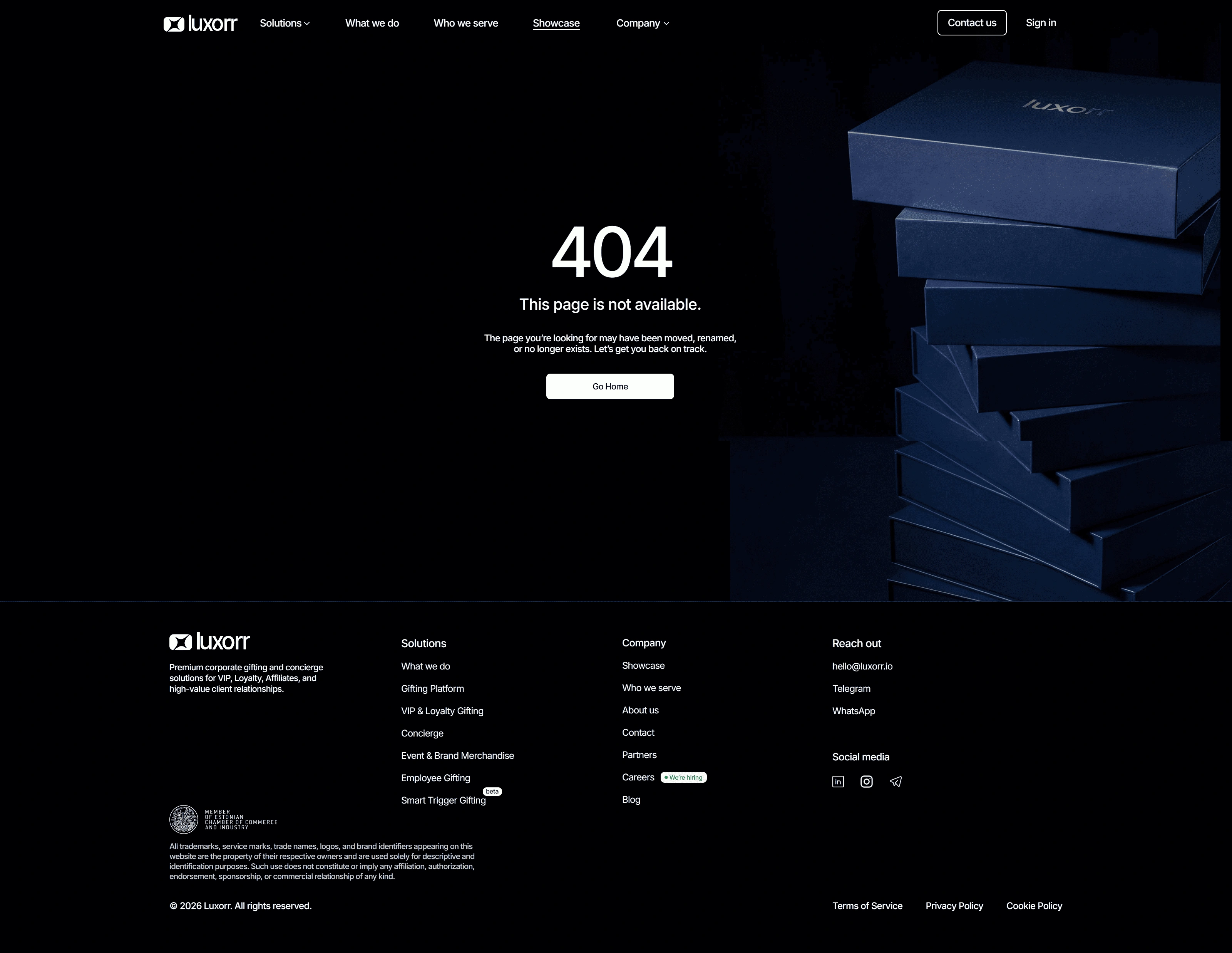 Luxorr 404-страница Luxorr, тематика — Бизнес и профессиональные услуги, цвета — Черный, стиль — Корпоративный, Минимализм, типографика — Без засечек