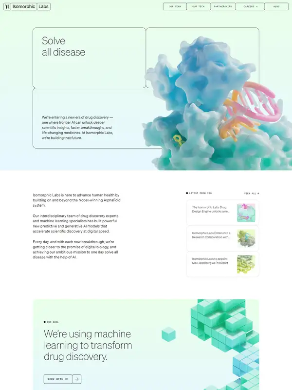 Главная Isomorphic Labs, тематика — Другое, цвета — Белый, Серый, стиль — Минимализм, Органический и природный, типографика — Без засечек